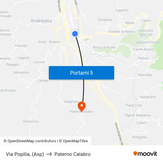 Via Popilia, (Asp) to Paterno Calabro map