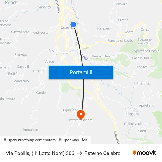 Via Popilia, (Ii° Lotto Nord) 206 to Paterno Calabro map