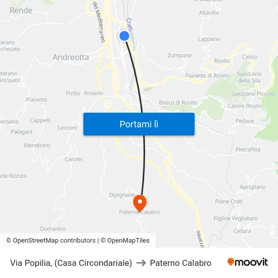 Via Popilia, (Casa Circondariale) to Paterno Calabro map