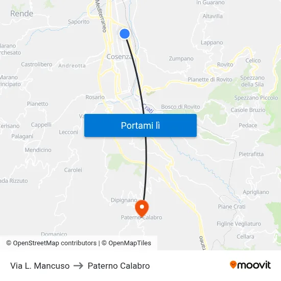 Via L. Mancuso to Paterno Calabro map