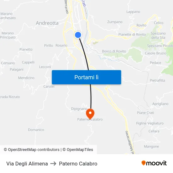 Via  Degli Alimena to Paterno Calabro map
