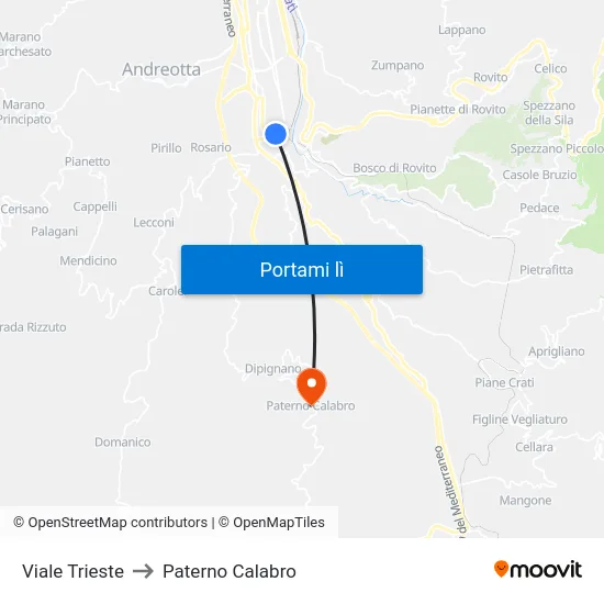 Viale Trieste to Paterno Calabro map