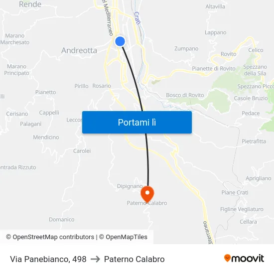 Via Panebianco, 498 to Paterno Calabro map