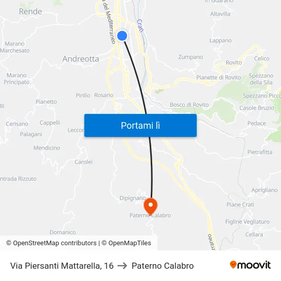Via Piersanti Mattarella, 16 to Paterno Calabro map