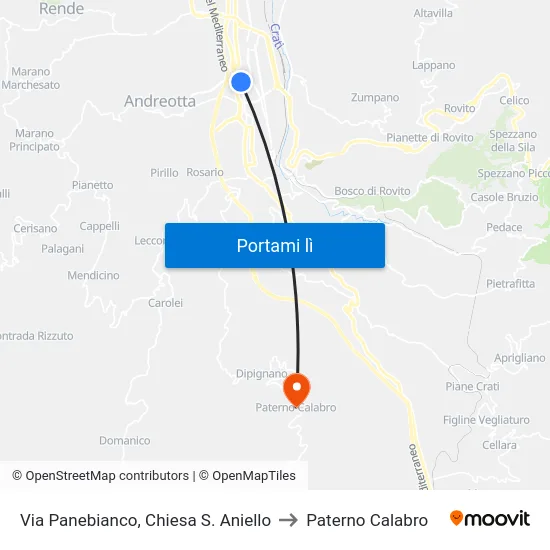 Via Panebianco, Chiesa S. Aniello to Paterno Calabro map