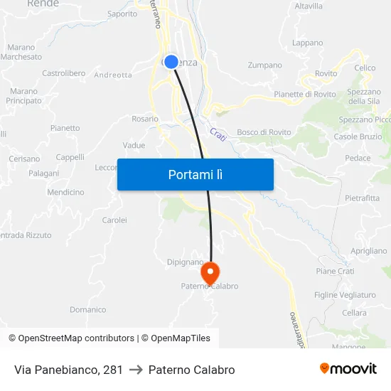 Via Panebianco, 281 to Paterno Calabro map