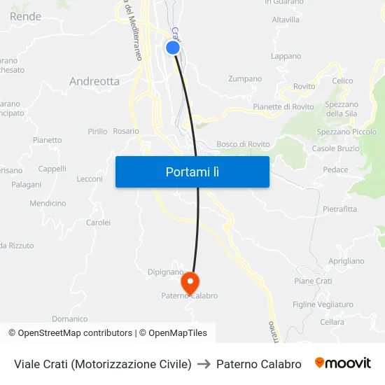 Viale Crati (Motorizzazione Civile) to Paterno Calabro map
