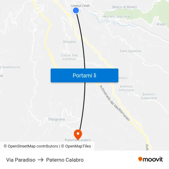 Via Paradiso to Paterno Calabro map
