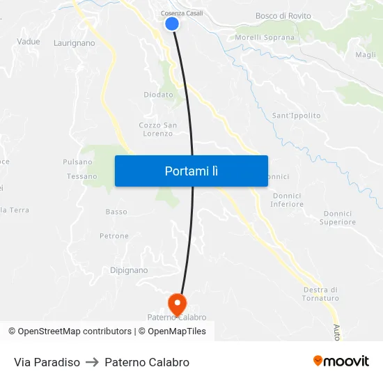 Via Paradiso to Paterno Calabro map