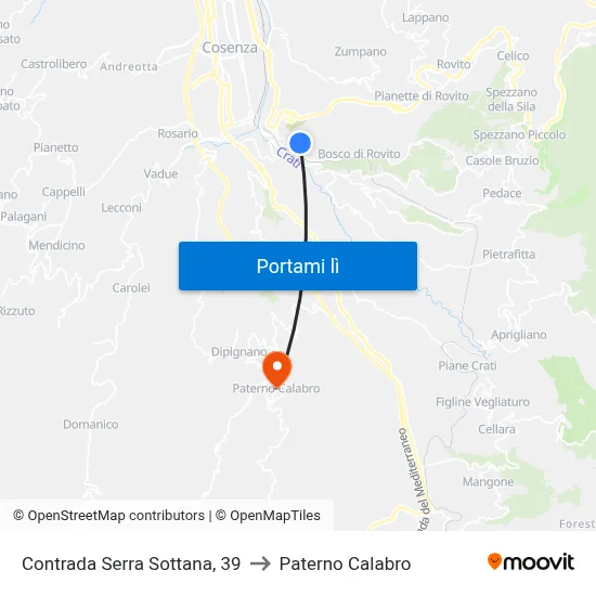 Contrada Serra Sottana, 39 to Paterno Calabro map