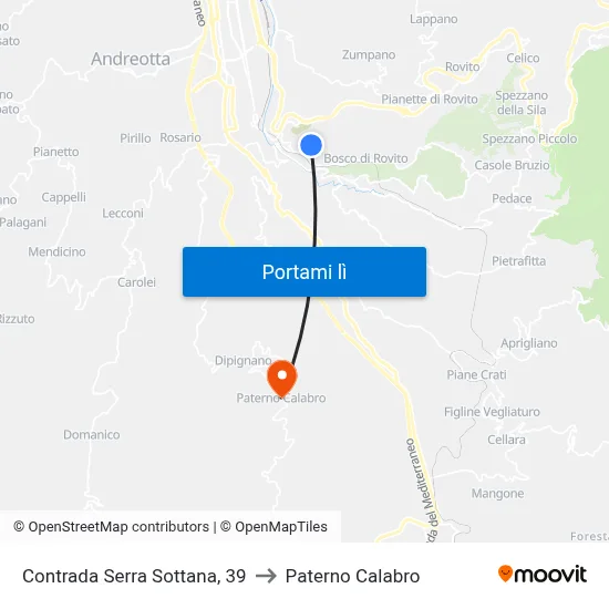 Contrada Serra Sottana, 39 to Paterno Calabro map