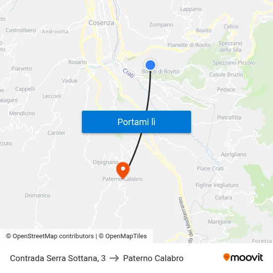 Contrada Serra Sottana, 3 to Paterno Calabro map