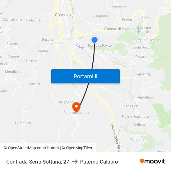 Contrada Serra Sottana, 27 to Paterno Calabro map