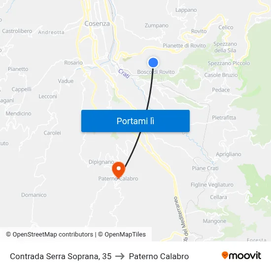 Contrada Serra Soprana, 35 to Paterno Calabro map