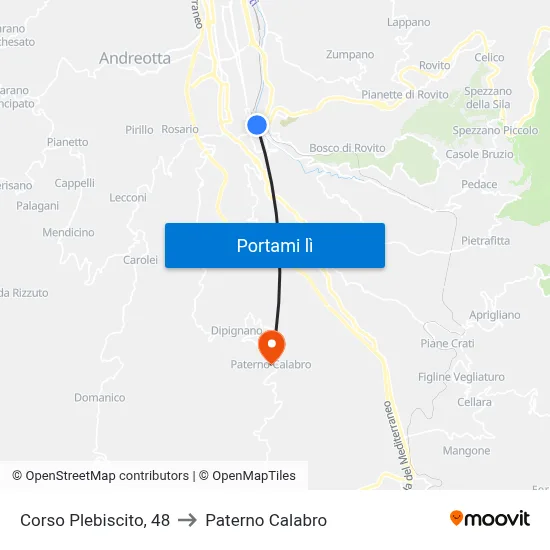 Corso Plebiscito, 48 to Paterno Calabro map