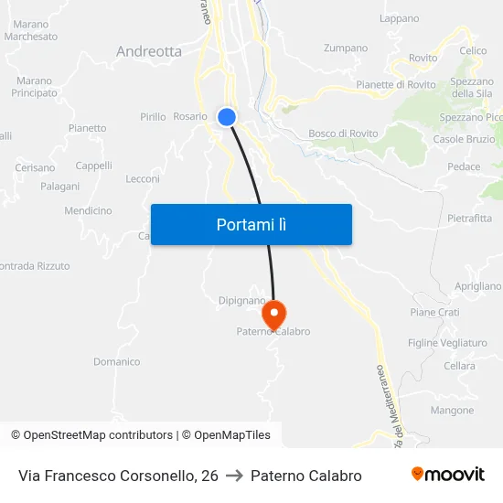 Via Francesco Corsonello, 26 to Paterno Calabro map