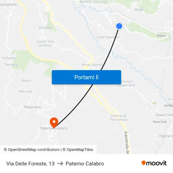 Via Delle Foreste, 13 to Paterno Calabro map