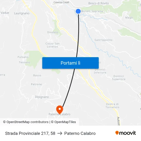 Strada Provinciale 217, 58 to Paterno Calabro map