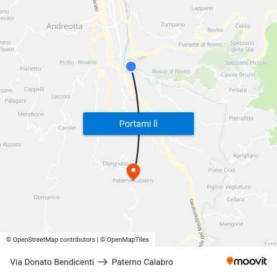 Via Donato Bendicenti to Paterno Calabro map