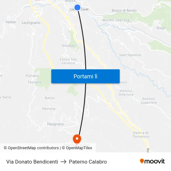Via Donato Bendicenti to Paterno Calabro map
