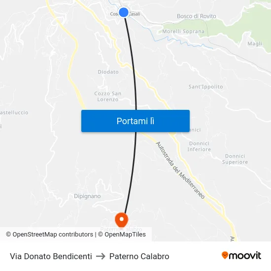 Via Donato Bendicenti to Paterno Calabro map