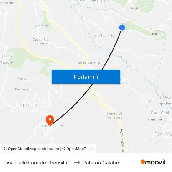 Via Delle Foreste - Pensilina to Paterno Calabro map