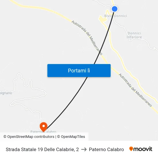 Strada Statale 19 Delle Calabrie, 2 to Paterno Calabro map