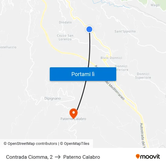 Contrada Ciomma, 2 to Paterno Calabro map