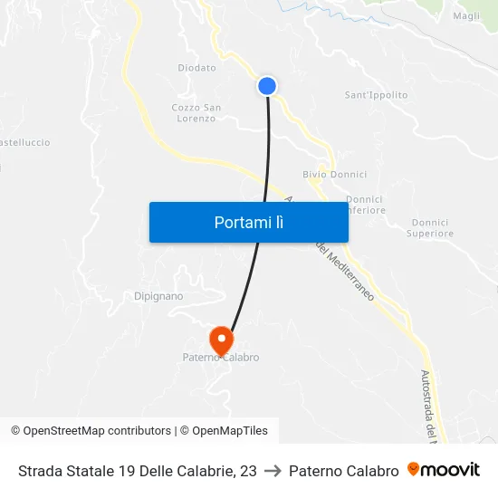 Strada Statale 19 Delle Calabrie, 23 to Paterno Calabro map