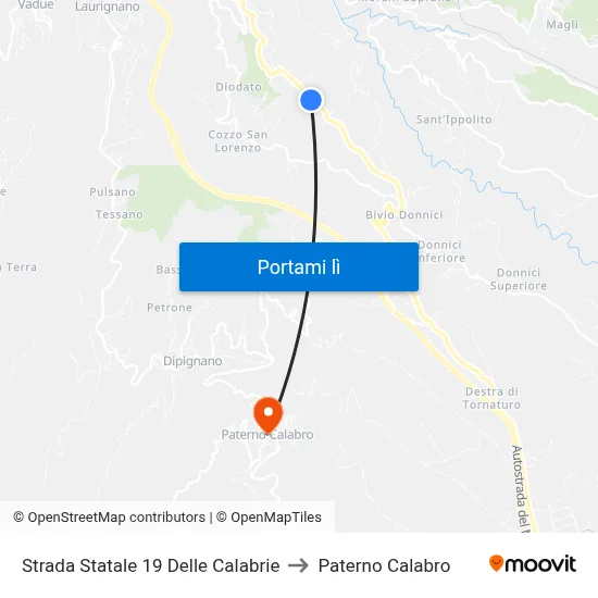 Strada Statale 19 Delle Calabrie to Paterno Calabro map