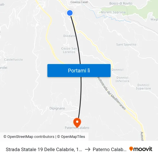 Strada Statale 19 Delle Calabrie, 166 to Paterno Calabro map