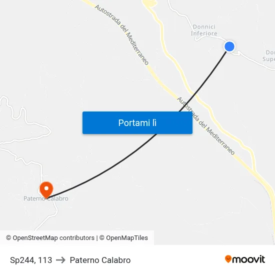 Sp244, 113 to Paterno Calabro map