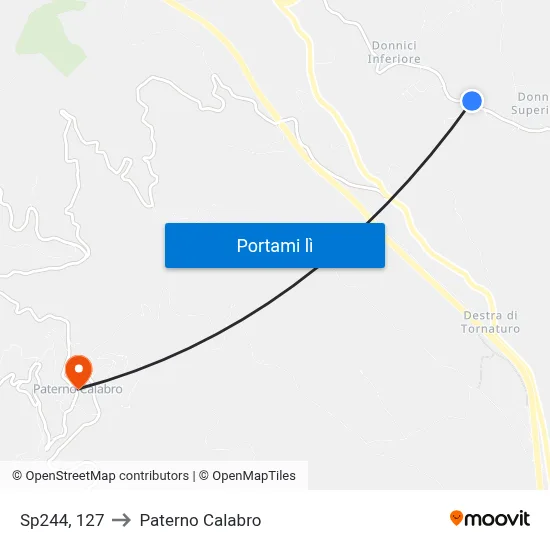 Sp244, 127 to Paterno Calabro map