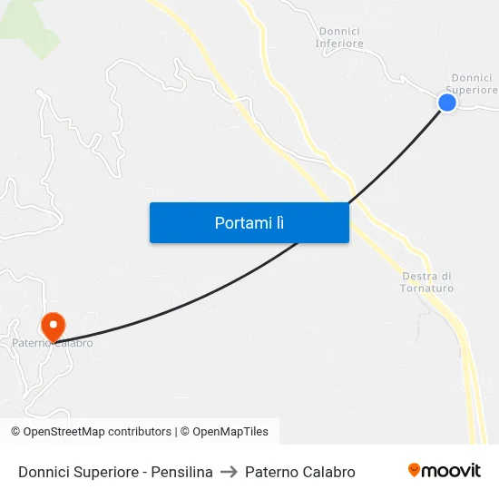 Donnici Superiore - Pensilina to Paterno Calabro map