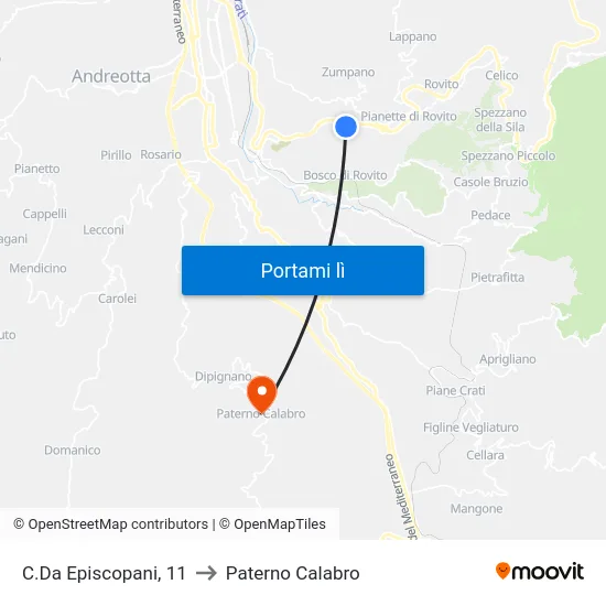 C.Da Episcopani, 11 to Paterno Calabro map