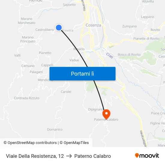 Viale Della Resistenza, 12 to Paterno Calabro map