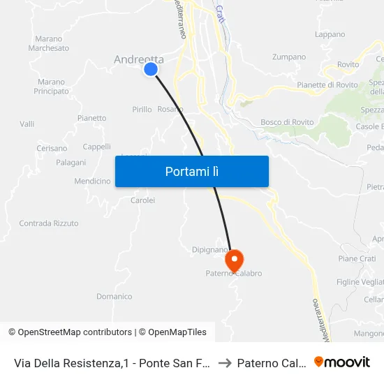 Via Della Resistenza,1 - Ponte San Francesco to Paterno Calabro map