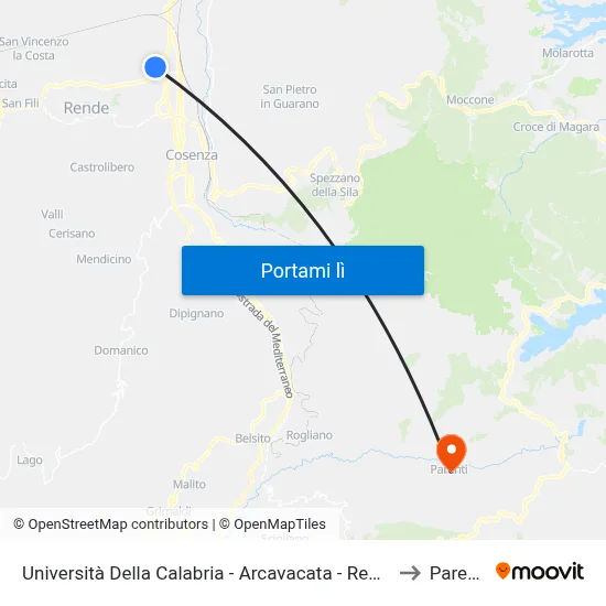 Università Della Calabria - Arcavacata - Rende to Parenti map