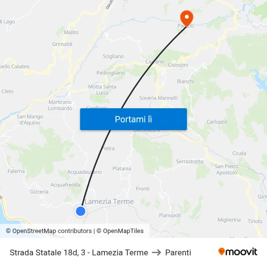 Strada Statale 18d, 3 - Lamezia Terme to Parenti map