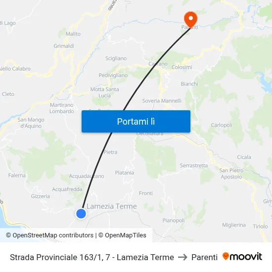 Strada Provinciale 163/1, 7 - Lamezia Terme to Parenti map