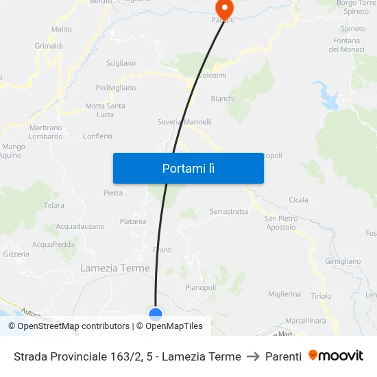Strada Provinciale 163/2, 5 - Lamezia Terme to Parenti map