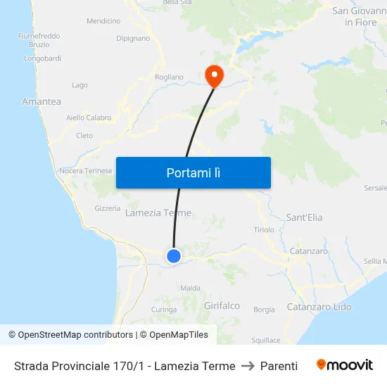 Strada Provinciale 170/1 - Lamezia Terme to Parenti map