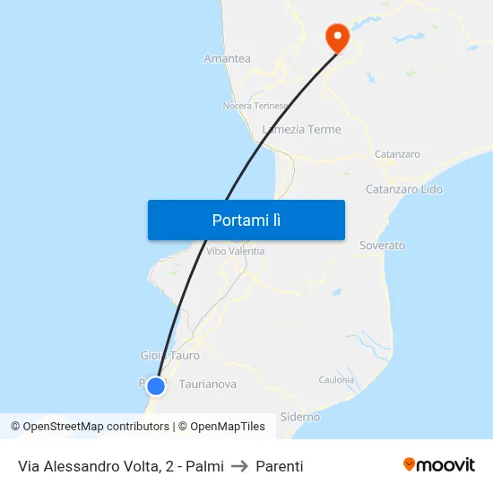 Via Alessandro Volta, 2 - Palmi to Parenti map