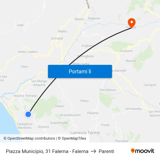 Piazza Municipio, 31 Falerna - Falerna to Parenti map