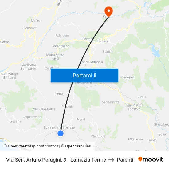 Via Sen. Arturo Perugini, 9 - Lamezia Terme to Parenti map