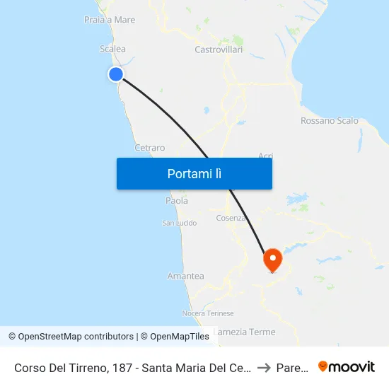 Corso Del Tirreno, 187 - Santa Maria Del Cedro to Parenti map