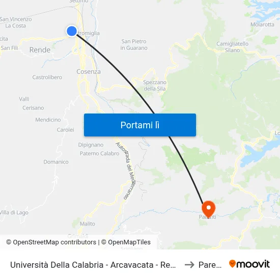 Università Della Calabria - Arcavacata - Rende to Parenti map