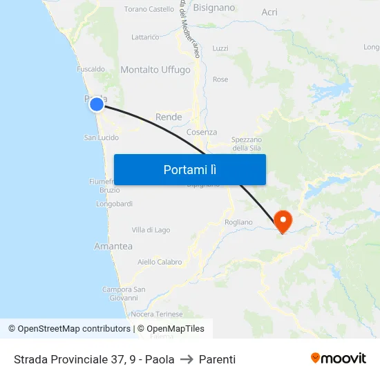 Strada Provinciale 37, 9 - Paola to Parenti map