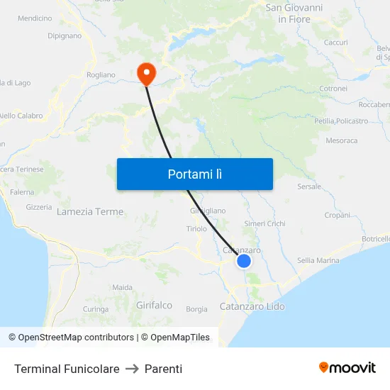 Terminal Funicolare to Parenti map