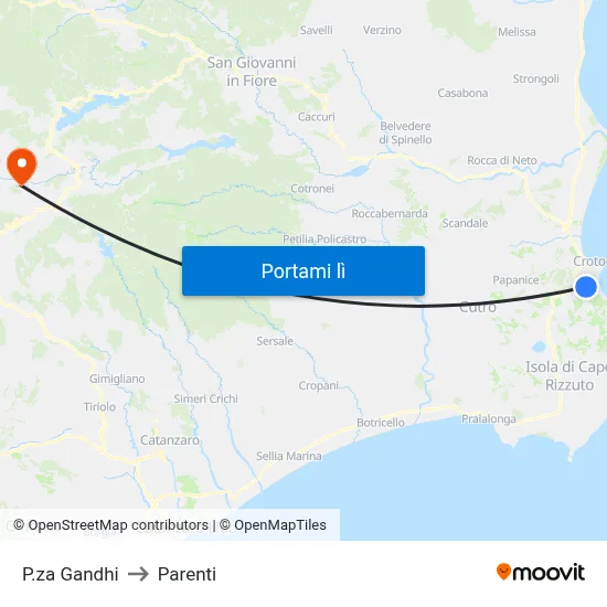 P.za Gandhi to Parenti map